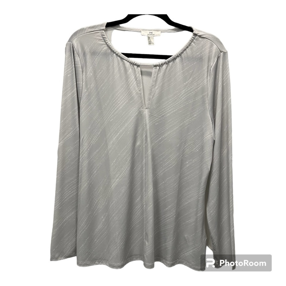 H by HALSTON pastel grey cut out long sleeve top size large